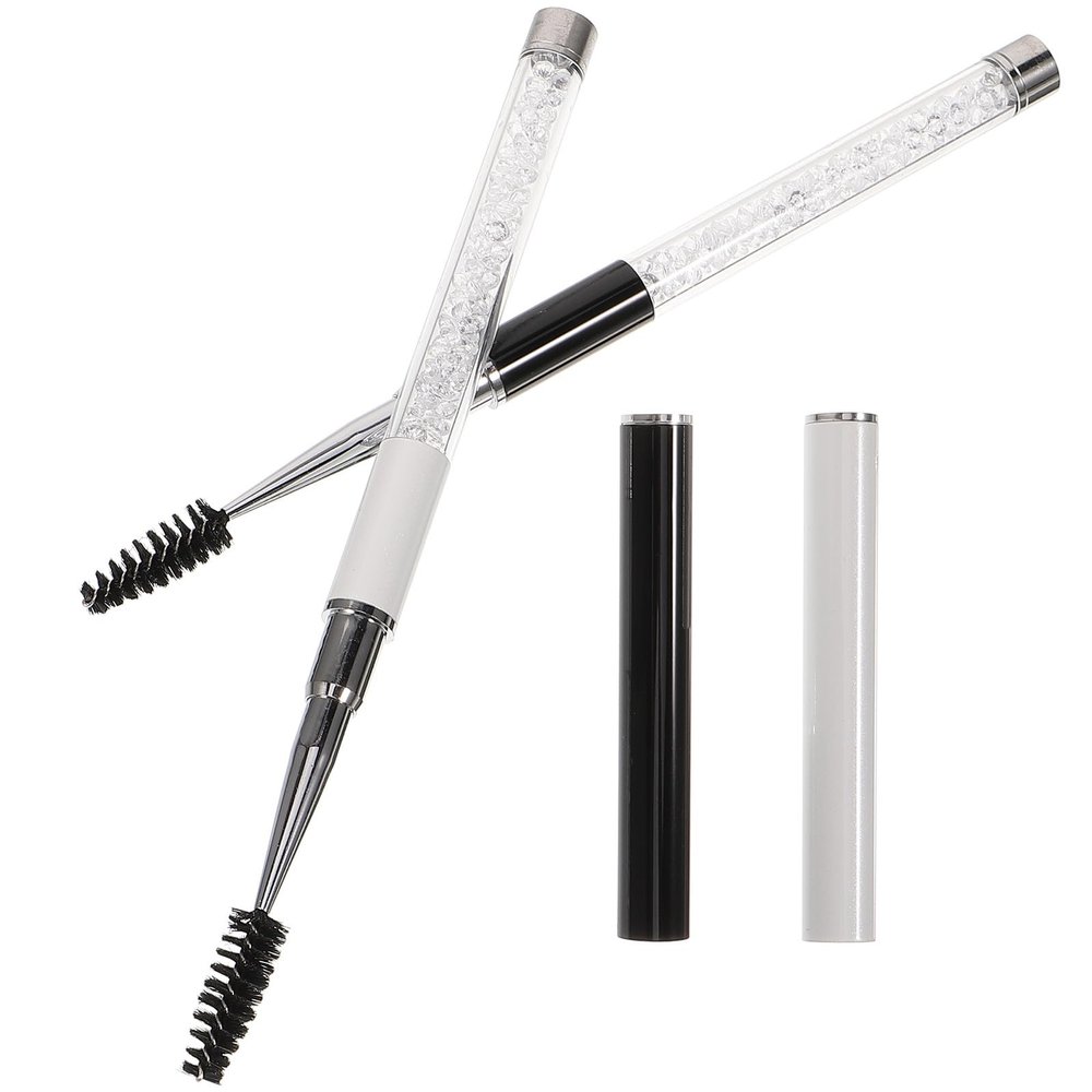 GALPADA 2pcs Eyelash Brush Applicator Set with Spiral Fiber Lash Wands, White and Dark Lash Applicators for Eyelash Extension Makeup and Professional Beauty Use