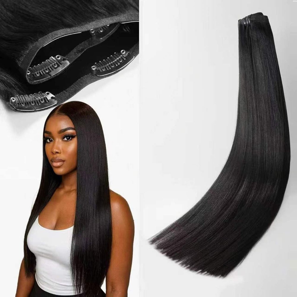 TRIIPPY Clip in Hair Extensions, 110g 6Pcs seamless Yaki Straight Hair Extension Clip Ins,100% Real Raw Cambodian Human Hair,Triple The Lifespan Over Regular Virgin Hair(18 Inch,Natural Color)