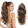 JoryJazzy 24" Ponytail Extension, Long Curly Wavy Claw Clip and Natural-Looking Synthetic Hairpiece, Voluminous Hair Extensions for Women Daily Wear. (Chestnut Brown with Golden, 24Inch) view 1