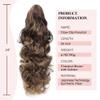 JoryJazzy 24" Ponytail Extension, Long Curly Wavy Claw Clip and Natural-Looking Synthetic Hairpiece, Voluminous Hair Extensions for Women Daily Wear. (Chestnut Brown with Golden, 24Inch) view 2