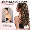 JoryJazzy 24" Ponytail Extension, Long Curly Wavy Claw Clip and Natural-Looking Synthetic Hairpiece, Voluminous Hair Extensions for Women Daily Wear. (Chestnut Brown with Golden, 24Inch) view 3