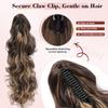 JoryJazzy 24" Ponytail Extension, Long Curly Wavy Claw Clip and Natural-Looking Synthetic Hairpiece, Voluminous Hair Extensions for Women Daily Wear. (Chestnut Brown with Golden, 24Inch) view 4