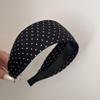 Wide edge black and white polka dots floral headband pressure hair wash hair card fashion headband (Black - small polka dots) view 1