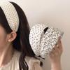 Wide edge black and white polka dots floral headband pressure hair wash hair card fashion headband (Black - small polka dots) view 2