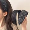 Wide edge black and white polka dots floral headband pressure hair wash hair card fashion headband (Black - small polka dots) view 3