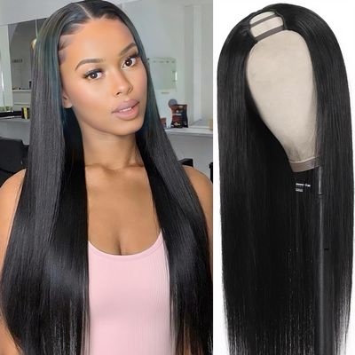 U Part Human Hair Wig Straight Wigs Human Hair 18inch Brazilian Human Hair Wigs for Black Women U Part Wig No Leave out No Sew in NO Glue 180% Density Natural Color 20inch