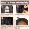 U Part Human Hair Wig Straight Wigs Human Hair 18inch Brazilian Human Hair Wigs for Black Women U Part Wig No Leave out No Sew in NO Glue 180% Density Natural Color 20inch view 4