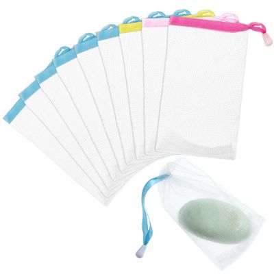 10PCS Soap Mesh Bag, Mesh Soap Pouch with Drawstring, Exfoliating Soap Saver Bag for Foaming, Drying and Body Facial Cleaning, Assorted Colors
