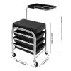Manicure and Pedicure Tool Storage Cart, Salon Cart with 3-Tier Storage Compartments, 17.32In Tall Beauty Manicure Trolley for Homes, Offices, Salons, Adjustable Height of the Tray (White) view 3