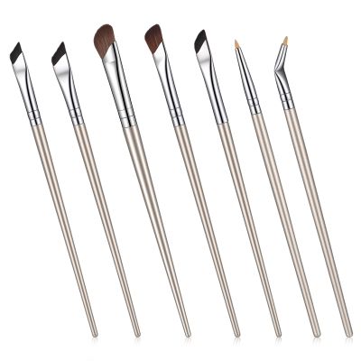 7Pcs Eyeliner Brushes Fine Point Eyeliner Tool Eyebrow Tint Brush Thin Brow Brushes Small Nose Contour Brush Tool for Eye Makeup Nose Contouring, Gold