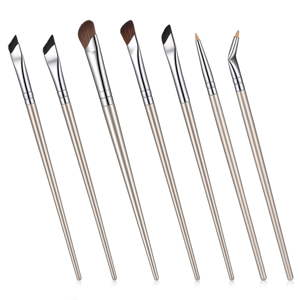 7Pcs Eyeliner Brushes Fine Point Eyeliner Tool Eyebrow Tint Brush Thin Brow Brushes Small Nose Contour Brush Tool for Eye Makeup Nose Contouring, Gold