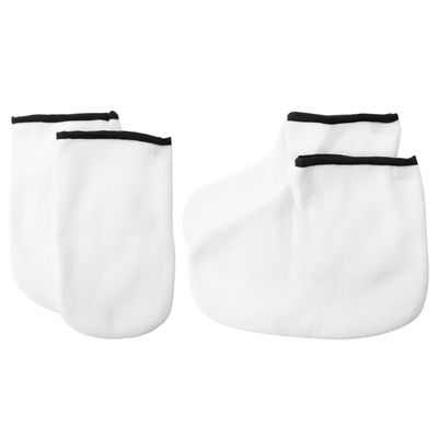 FOYTOKI Exfoliating Paraffin Wax Gloves and Boots Set for Hands and Feet, White Heat Preservation Moisturizing Treatment Gloves, 2 Pairs for Dry Skin Care and Spa Therapy