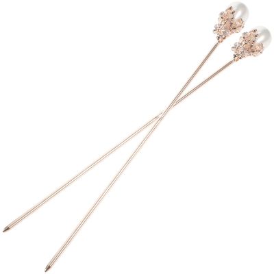 2 Pcs Vintage Pearl Hair Chopsticks Hair Bun Stick Hairpin for Women Traditional Chinese for Updo Styling Style