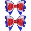 Solsew 2Pcs 4th of July Hair Bows Red White Blue Rhinestone Clips for Women view 1