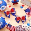 Solsew 2Pcs 4th of July Hair Bows Red White Blue Rhinestone Clips for Women view 3