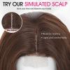 Niceone Hair Brown Wavy Wig for Women, 18 Inch Middle Part Synthetic Wig view 3