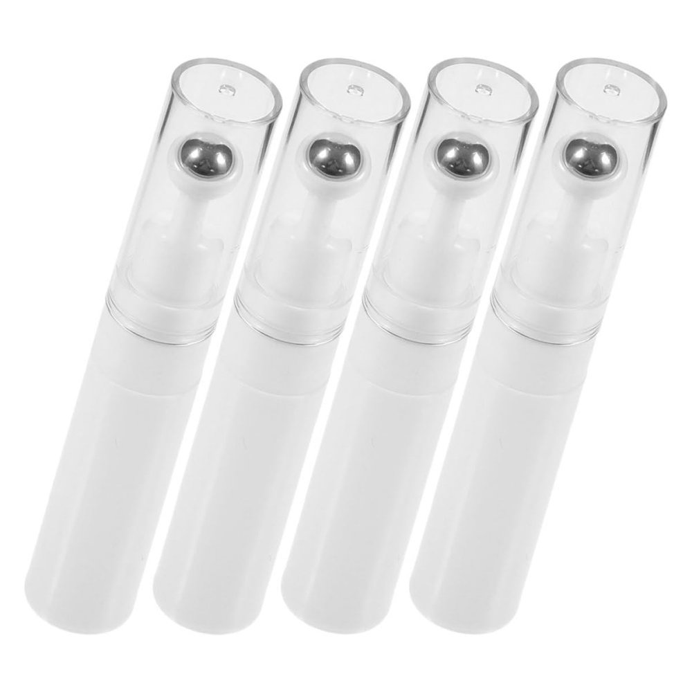 PRETYZOOM 4pcs 5ml Refillable Glass Roll on Bottles with Stainless Steel Roller Balls for Essential Oils and Eye Cream, Portable Travel Empty Massage Serum Containers