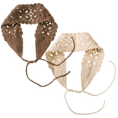 AZIDWERYQ 2Pcs Crochet Headbands for Women, Cute Knitted Floral Elastic Boho Head Wrap, Rustic Vintage Hollowed-out Crochet Head Scarf Hair Accessories Scarf