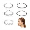 JINTONE Metal Wave Headband 5pcs, Non-Slip Adjustable Headband for Men & Women, Rust-Proof Matte Black Hairband for Daily Hair Decoration, Care, Gym & Yoga view 1