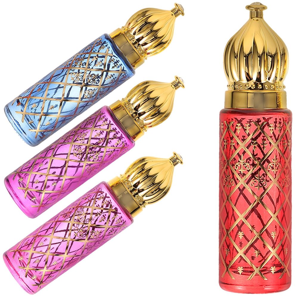 Zerodeko 4pcs 6ml Small Glass Perfume Bottles Roller Bottles for Essential Oils Refillable Aromatherapy Liquid Containers Travel Portable Colorful Set (blue, Red, Pink, Purple)