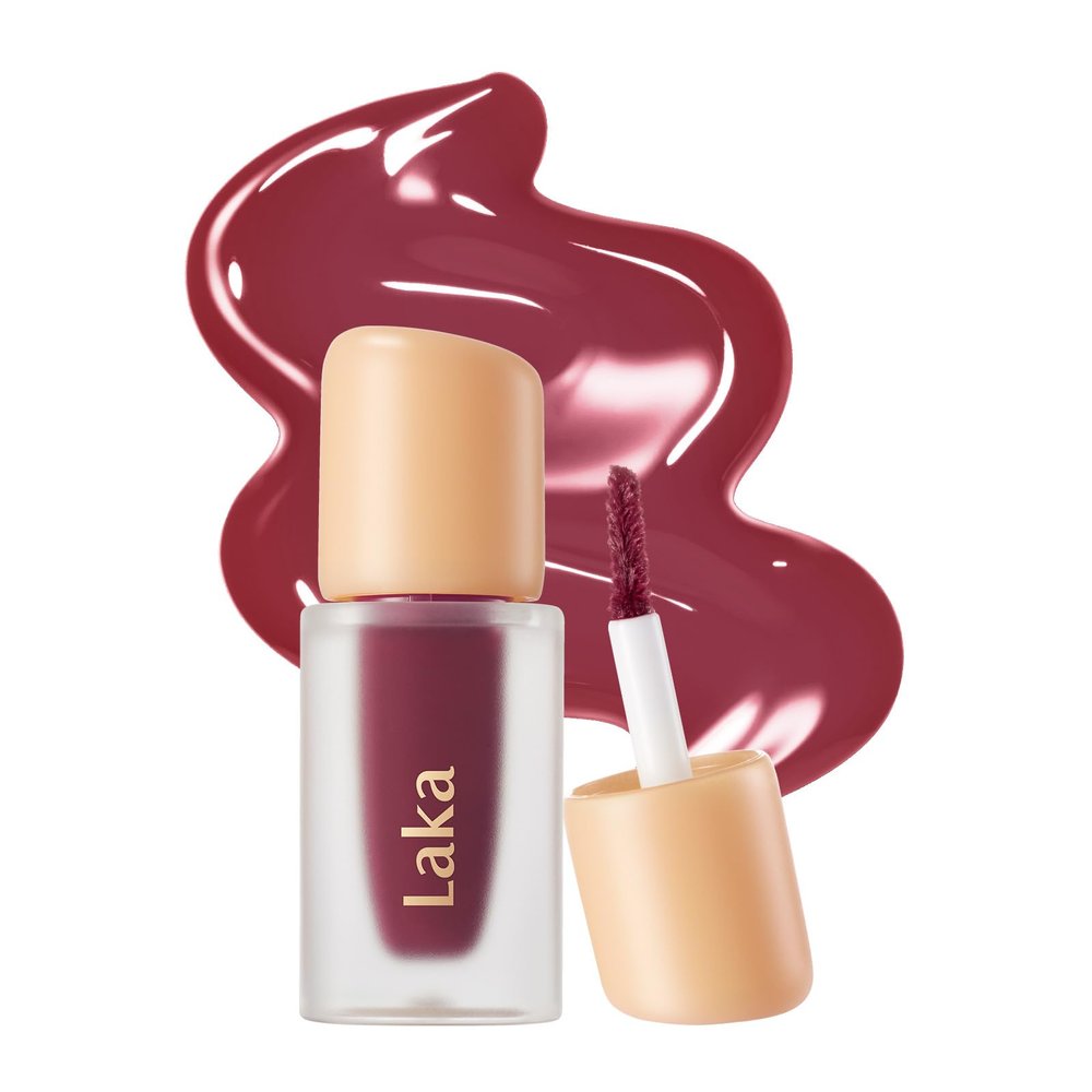 Laka Fruity Glam Tint Mini | Glowing Korean Lip Tint with Hydrating Lightweight Texture | Buildable Color, Non-Sticky High Shine Gloss | K-Beauty Korean Makeup | #176 Cabaret, 0.07oz