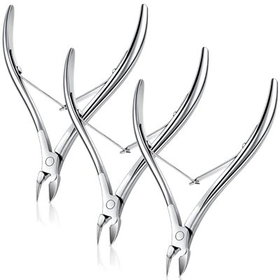 3 Packs Cuticle Nippers, Stainless Steel Nail Cuticle Trimmer Sharp Cuticle Remover Manicure Pedicure Tool Cuticle Clippers for Women Home Spa Salon Fingernails Toenails (Silver)