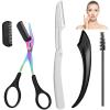 4Pcs Eye Brow Scissors for Women, Professional Eyebrow Trimmer Scissors with Comb, Brush and Eyebrow Razor Stainless Steels Eyebrows Scissor with Comb for Women view 1