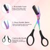 4Pcs Eye Brow Scissors for Women, Professional Eyebrow Trimmer Scissors with Comb, Brush and Eyebrow Razor Stainless Steels Eyebrows Scissor with Comb for Women view 4