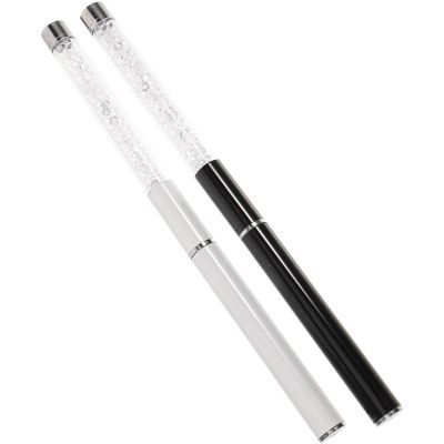 Unomor 2pcs Spiral Mascara Wands Lash Brushes with Rhinestones White and Black Eyelash Applicators for Precise Makeup and Eyelash Extension Grooming