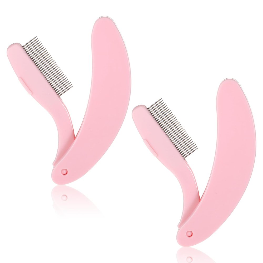 2 Pcs Eyelash Comb Foldable Eyelash Separator Tool Folding Lash Brush Eyebrow Mascara Applicator Eye lashes Cosmetic Brushes for Makeup Combing Separating Lashes Remove Mascara Clumps