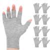 4 Pairs Fingerless Cotton Gloves, Cotton Fingerless Gloves Overnight Hydration for Dry Hands, 5 Open Fingertips (Grey) view 1