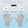 4 Pairs Fingerless Cotton Gloves, Cotton Fingerless Gloves Overnight Hydration for Dry Hands, 5 Open Fingertips (Grey) view 2