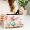 Fanciful Floral Makeup Bag, Pastel Dragonfly and Egg Design Cosmetic Pouch for Spring, Portable Canvas Zipper Toiletry Organizer 7x9 Inch view 3