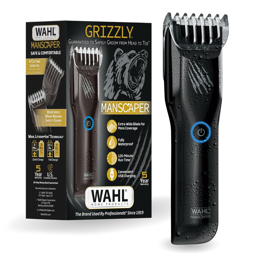 Wahl Manscaper Grizzly Cordless Wet/Dry Groin & Body Hair Trimmer for Men