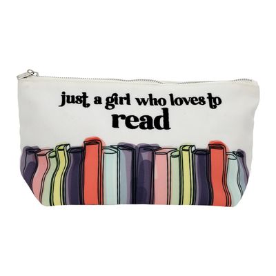 Pavilion Gift Company - Loves To Read - Zippered Pouch Books Reading Reader Makeup Toiletry Travel Bag