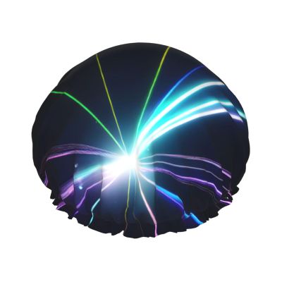 Laser Light Print Women'S Shower Essentials Waterproof Cap, Adjustable Hair Cover For Bath Shampoo Hair Care