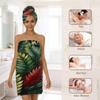 Tangopi Art Colorful Leaves Microfiber Bathrobe and Hair Towel Wrap Set for Women Quick Dry Shower Towels Wrap Absorbent Soft Bath Robe and Hair Drying Cap for Spa After Shower view 3