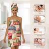 Tangopi Cactus Potted Plant Microfiber Bathrobe and Hair Towel Wrap Set for Women Quick Dry Shower Towels Wrap Absorbent Soft Bath Robe and Hair Drying Cap for Spa After Shower view 3