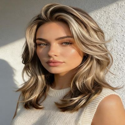WIGER 13x6 Lace Front Wavy Wig Mix Blonde Filp Curls Layered Wig Free Part
