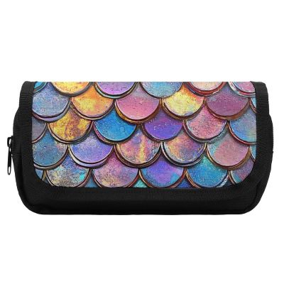 Mermaid Fish Scale Sequin Travel Makeup Bag Large Capacity Toiletry Bags Funny Pen Organizer for Men Women