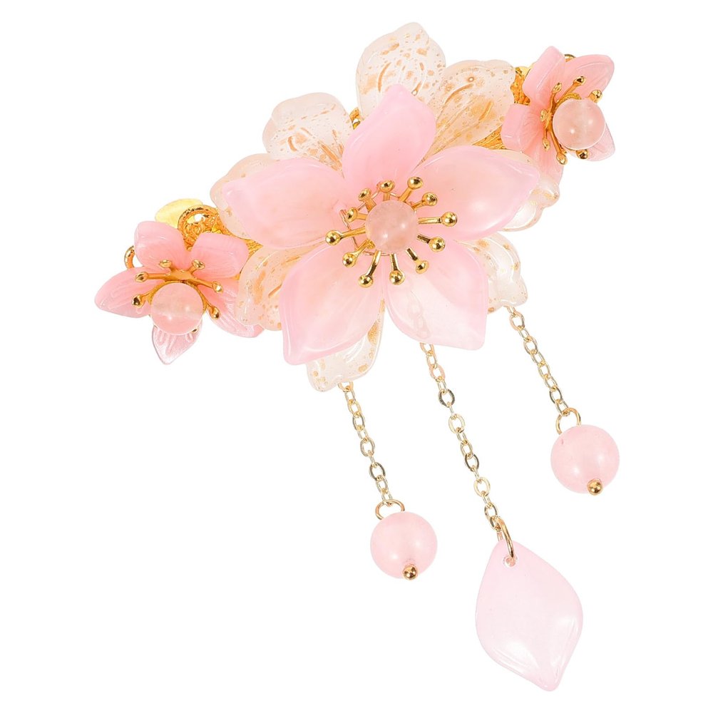 Healvian Vintage Chinese-style Hair Clip with Tassel Spring-loaded Half-up Hair Barrette for Women Traditional Hanfu Bridal Headpiece for Weddings and Parties