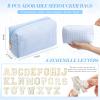 Sanwuta 8 Pcs Initial Seersucker Cosmetic Bags Bulk A-z Chenille Letter Patches Seersucker Makeup Bags Stripe Preppy Storage Pouch Toiletry Travel Organizer for Bridesmaid Gift(Light Blue) view 2