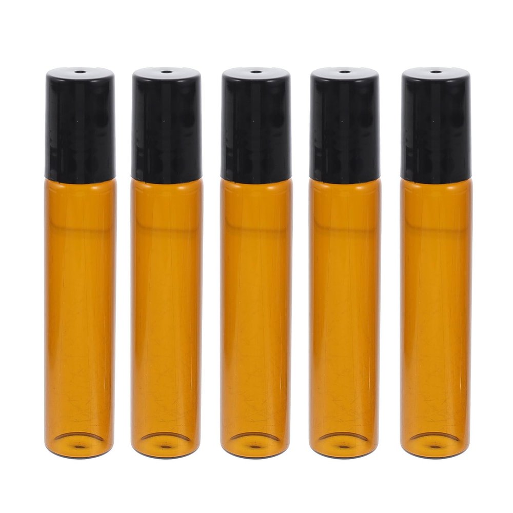 MUSISALY 20pcs 10ml Glass Perfume Roller Bottles Empty Essential Oil Containers with Stainless Steel Roller Ball for Travel and Refill