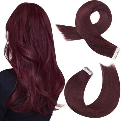 Hair Extensions 20Pcs 50g Real Human Hair Invisible Remy Hair Extensions Tape ins for Women99J-22inch