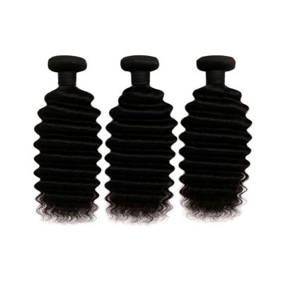 Virgin Deep Curly Human Hair Bundles 3 Pack 18 20 22 Inch Natural Black 100% Unprocessed Human Hair Weave Extensions for Women