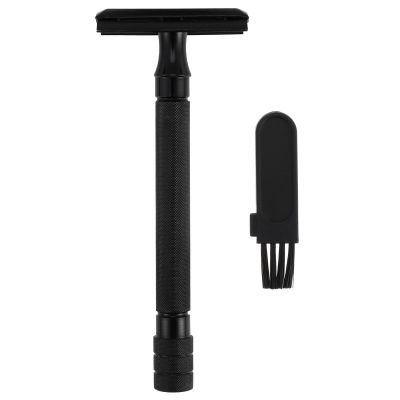PRETYZOOM Manual Safety Razor with Brush Double Razor Shaving Tool for Men Metal Handle without Blades Reusable Beard Trimmer Suitable for Daily Shaving