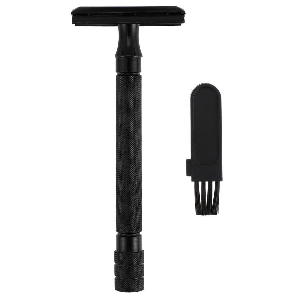 PRETYZOOM Manual Safety Razor with Brush Double Razor Shaving Tool for Men Metal Handle without Blades Reusable Beard Trimmer Suitable for Daily Shaving
