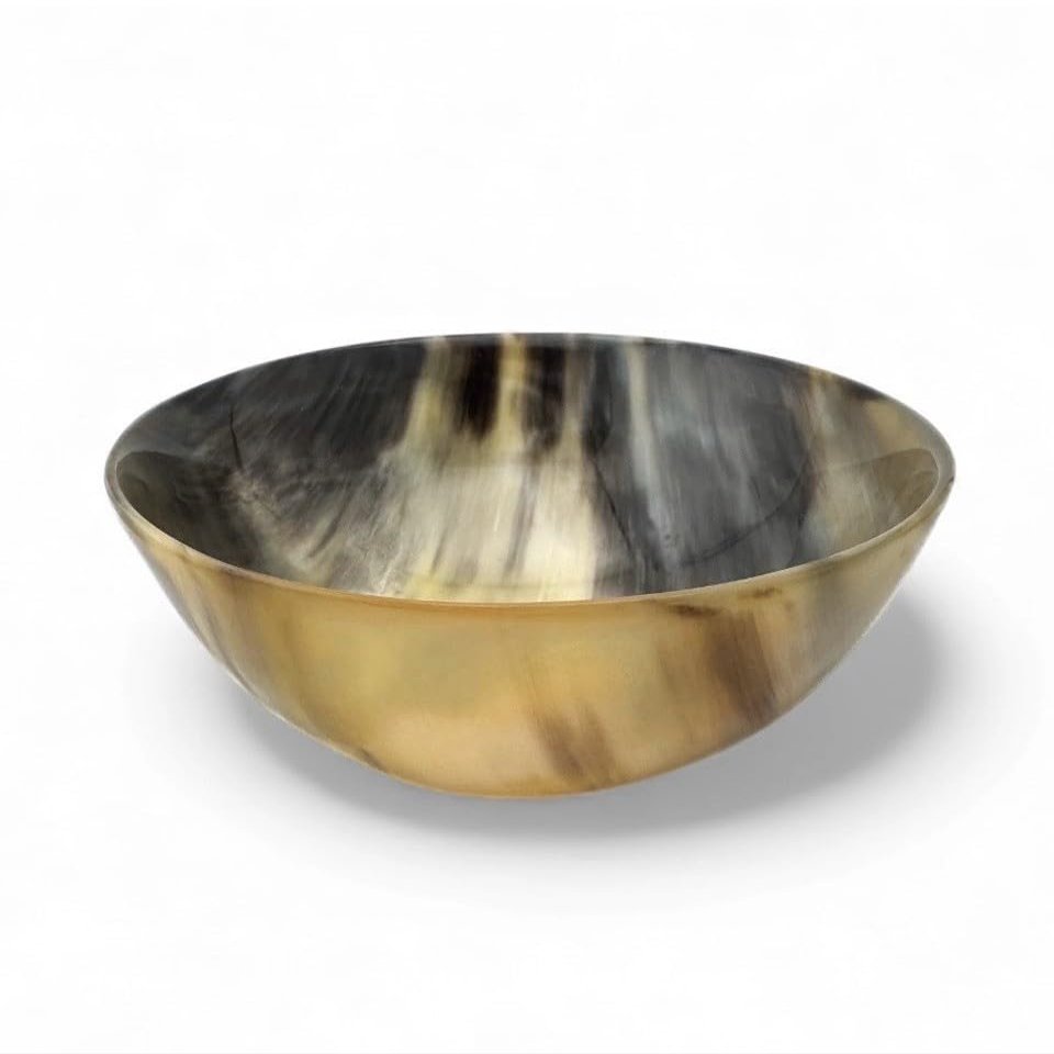 Globalwoods Genuine Buffalo Horn Polished Shaving Soap Bowl 5 Inch Diameter Handcrafted