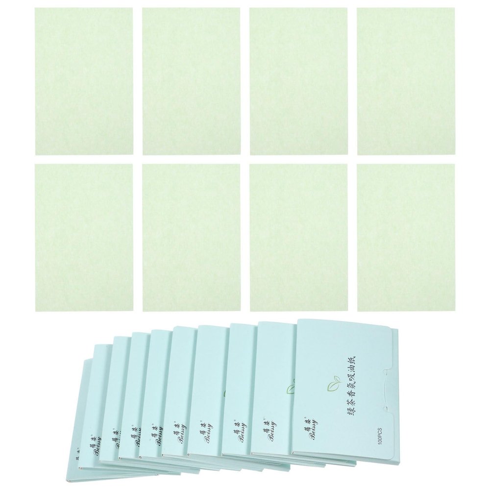 Artibetter 1000pcs Green Tea Scented Facial Oil Absorbing Papers Blotting Sheets for Oily Skin Care Natural Linen Face Blotting Tissue 10 Boxes Suitable for Daily Makeup Touch-up