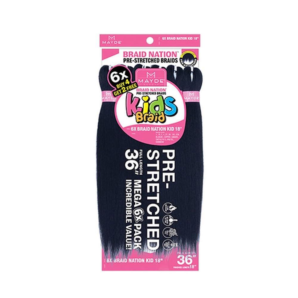 Mayde beauty 6X Braid Nation Kid 18" (1 - Jet Black)